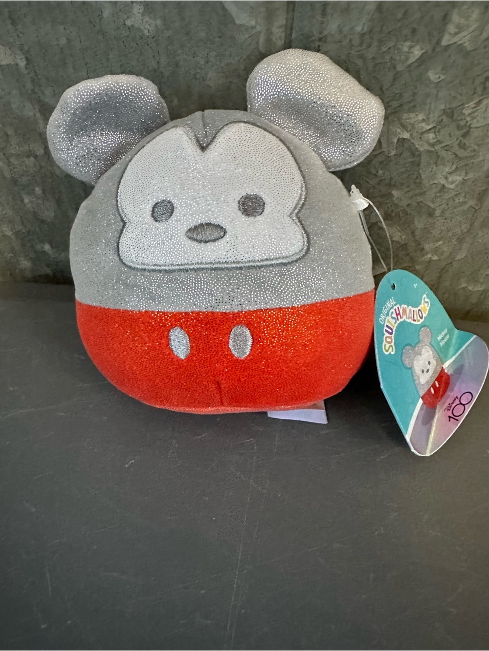Disney Mickey Squishmallow 100 year anniversary - Silver Glitter & Red